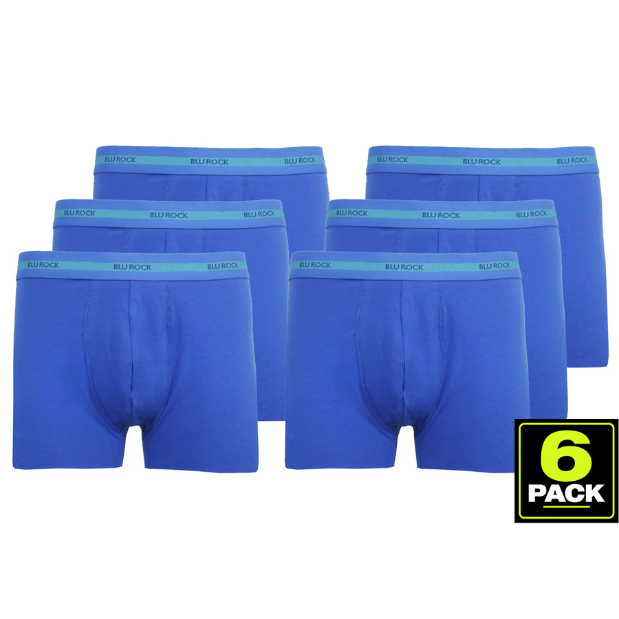 Men's 6-Pack Premium Stretch Cotton Boxer Briefs — Medium Blue