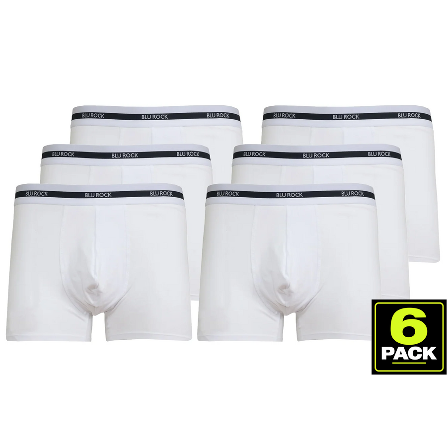 Men's 6-Pack Premium Stretch Cotton Boxer Briefs — White
