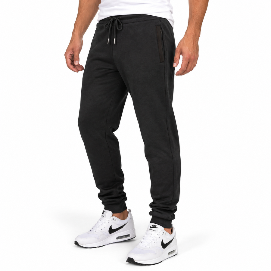 Men's Fleece Lined Jogger with Hidden Zipper Side Pockets — Black