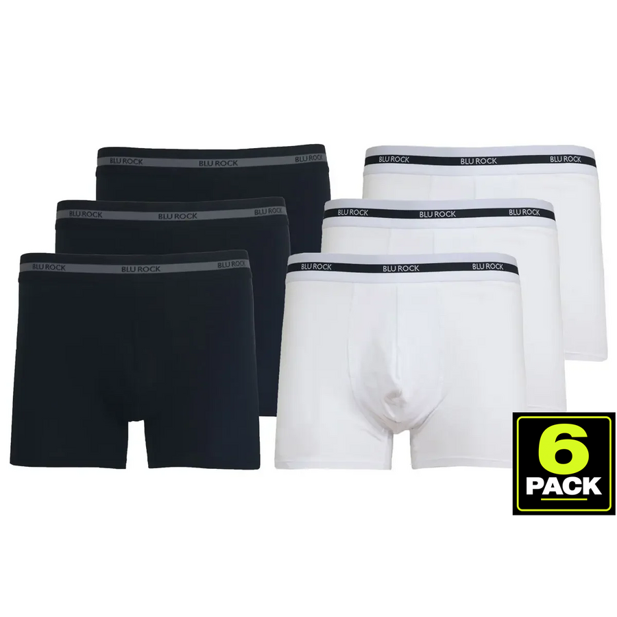 Men's 6-Pack Premium Stretch Cotton Boxer Briefs — Black / White