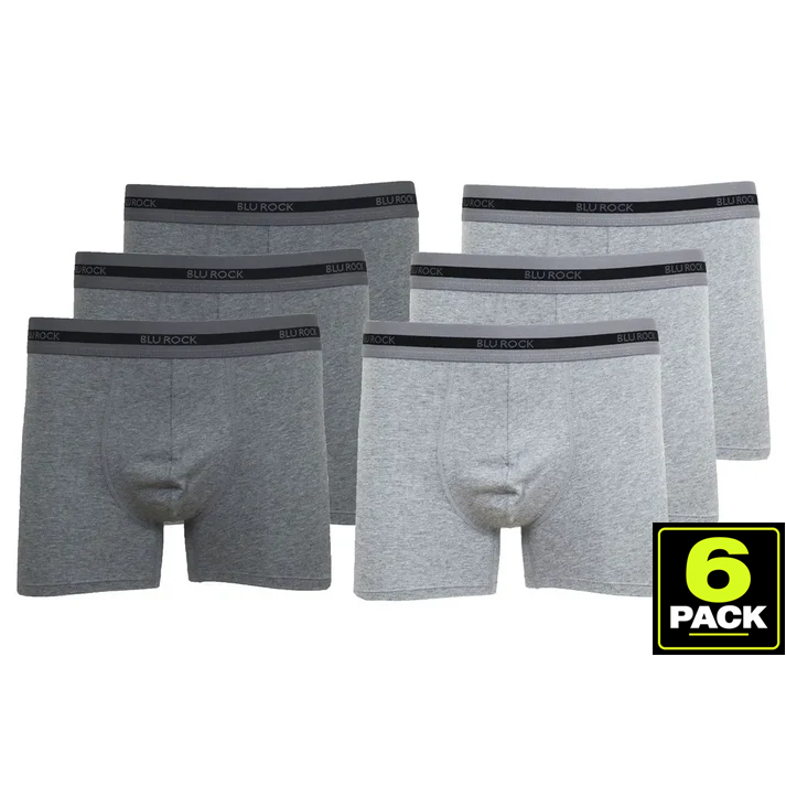 Men's 6-Pack Premium Stretch Cotton Boxer Briefs — Charcoal / Heather Grey
