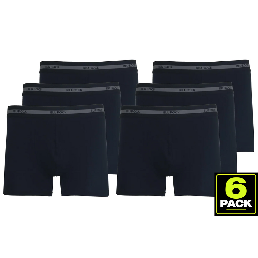 Men's 6-Pack Premium Stretch Cotton Boxer Briefs — Black