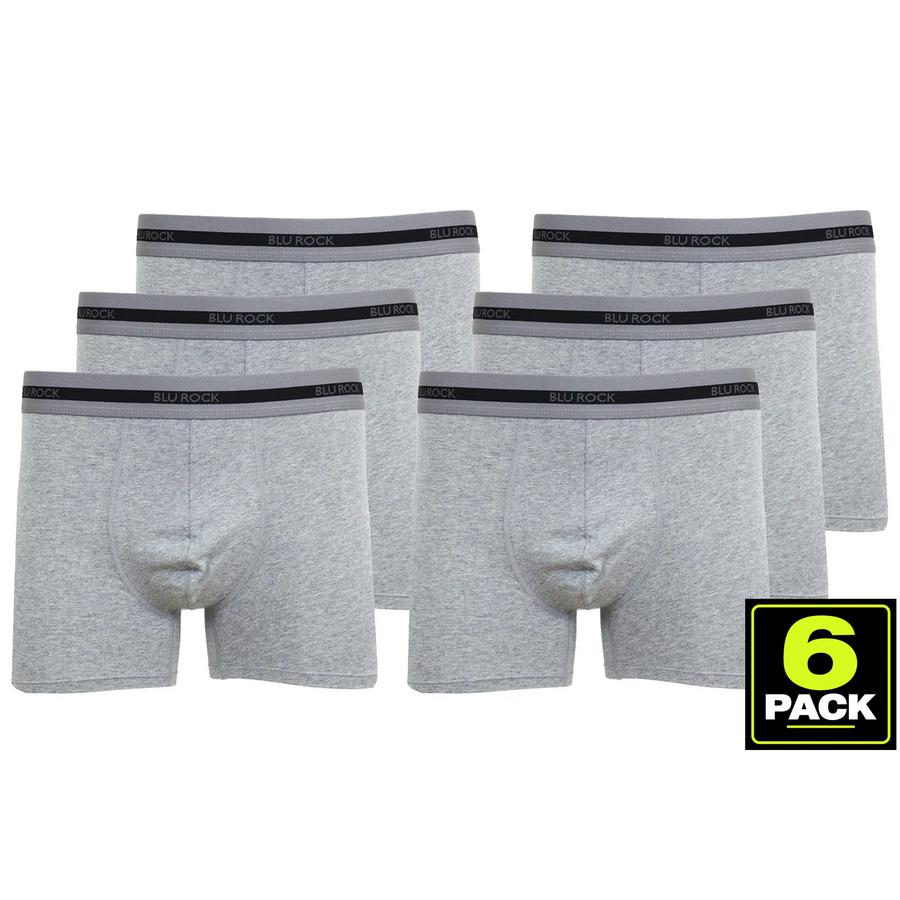 Men's 6-Pack Premium Stretch Cotton Boxer Briefs — Heather Grey