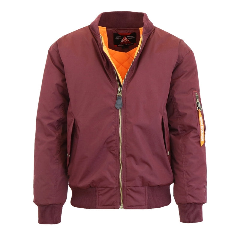 Men's Heavyweight MA-1 Flight Bomber Jacket — Burgundy