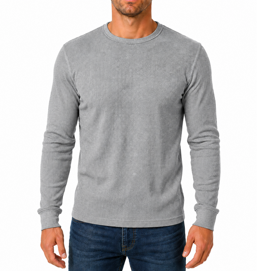 Men's Waffle-Knit Long Sleeve Thermal Shirt — Heather Grey