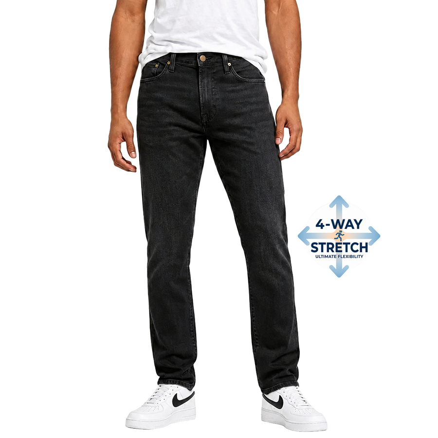 Men's Flex Stretch Slim Straight Jeans — Black Wash