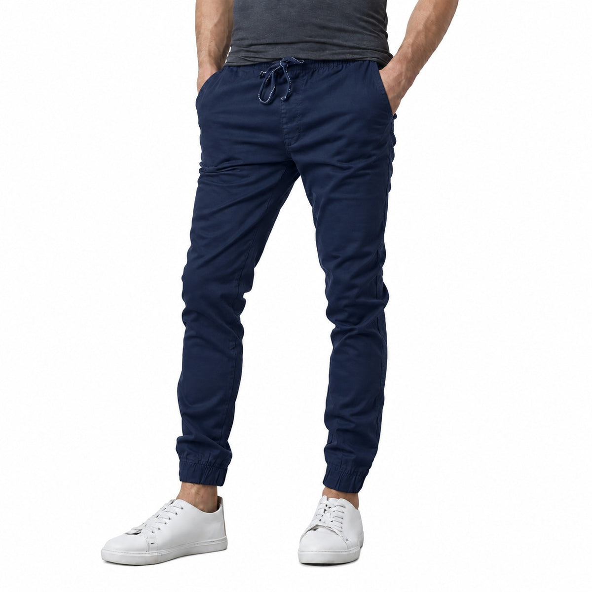 Wholesale Men's Drawstring Stretch Jogger Pants Navy