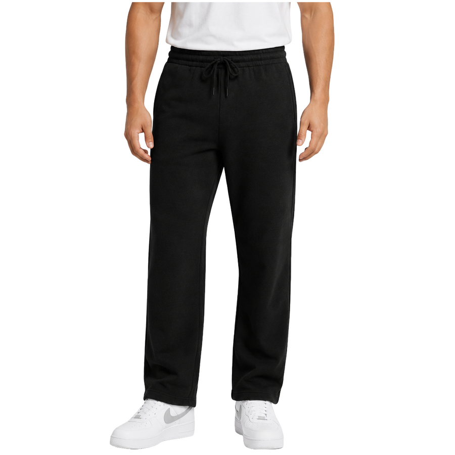 Men's Classic Heavyweight Fleece Open Bottom Sweatpants — Black