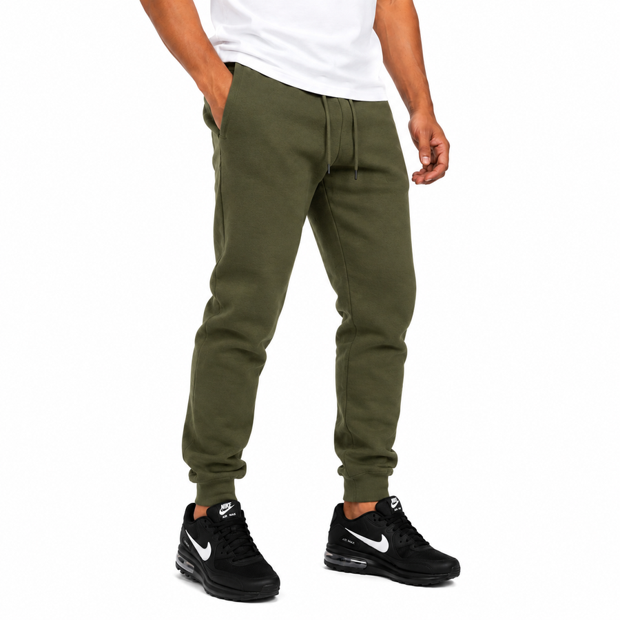 Men's Fleece Athletic Jogger Sweatpants with Drawstring — Olive