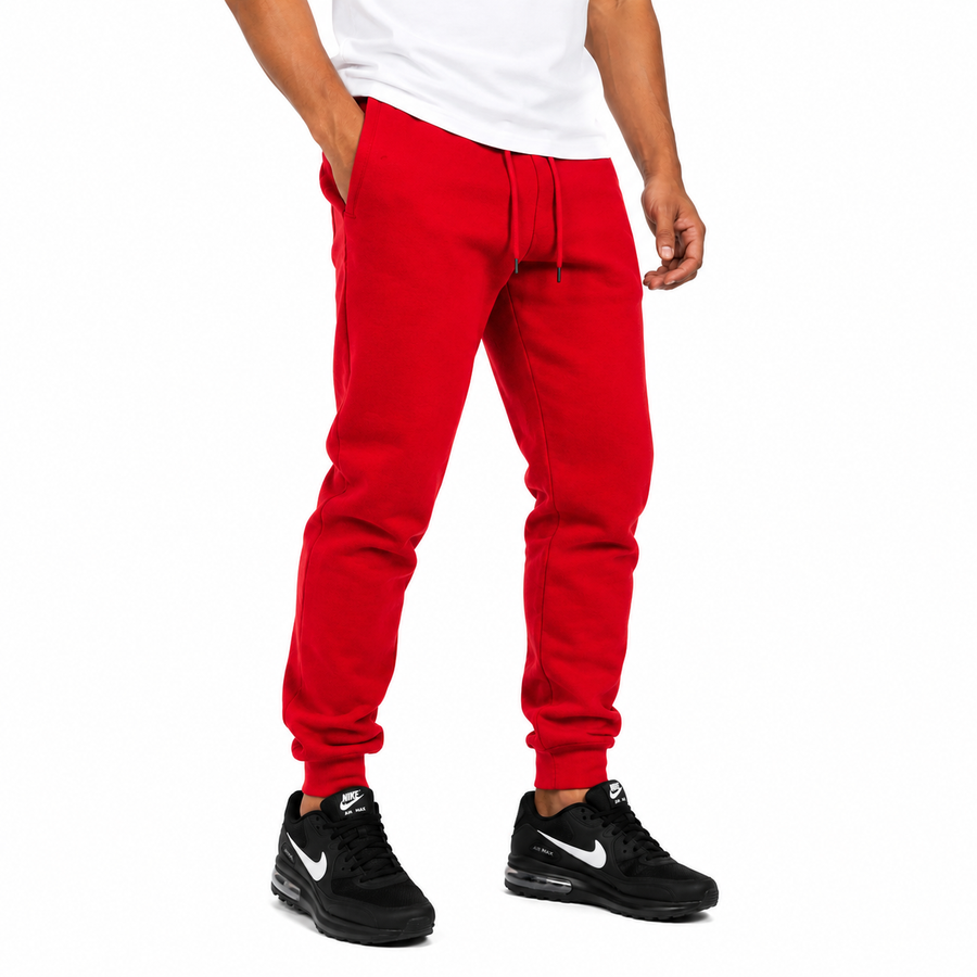 Men's Fleece Athletic Jogger Sweatpants with Drawstring — Red