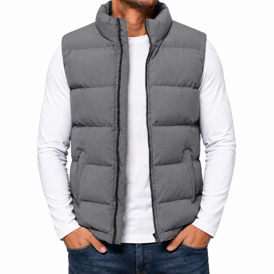 Men's Heavyweight Puffer Bubble Vest — Grey