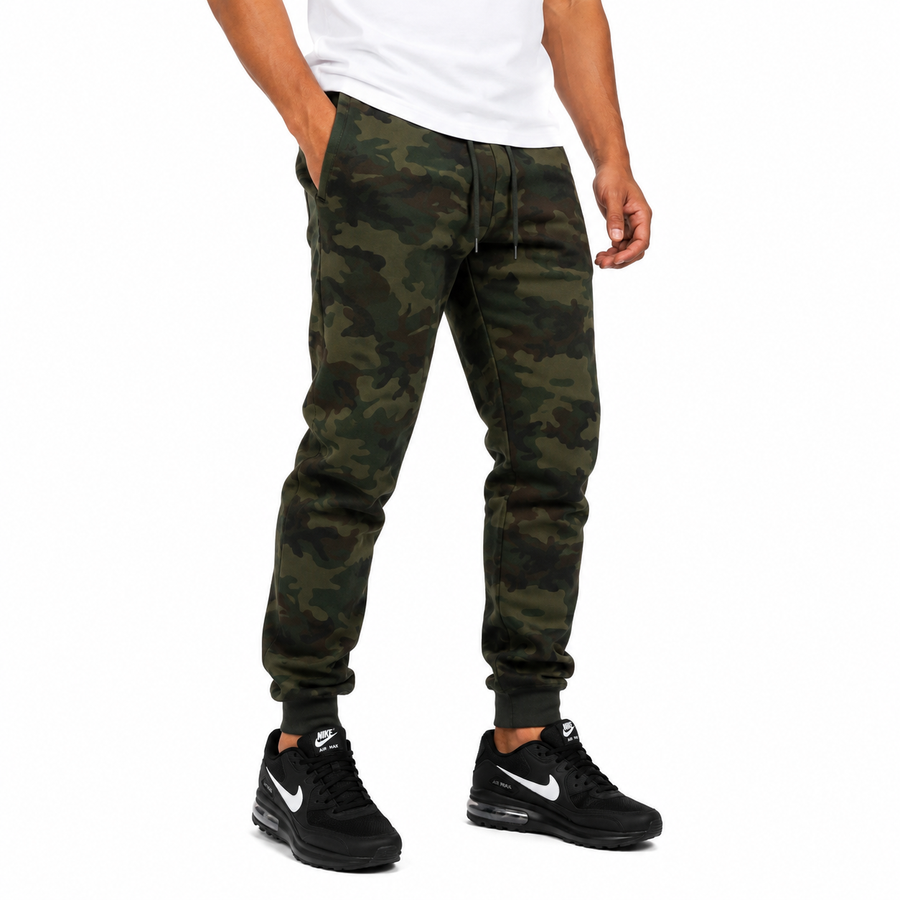 Men's Fleece Athletic Jogger Sweatpants with Drawstring — Woodland Camo