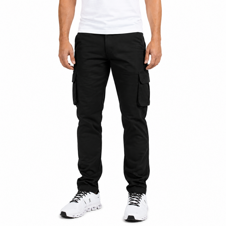 Young Men's Stretch Twill Cargo Pants — Black