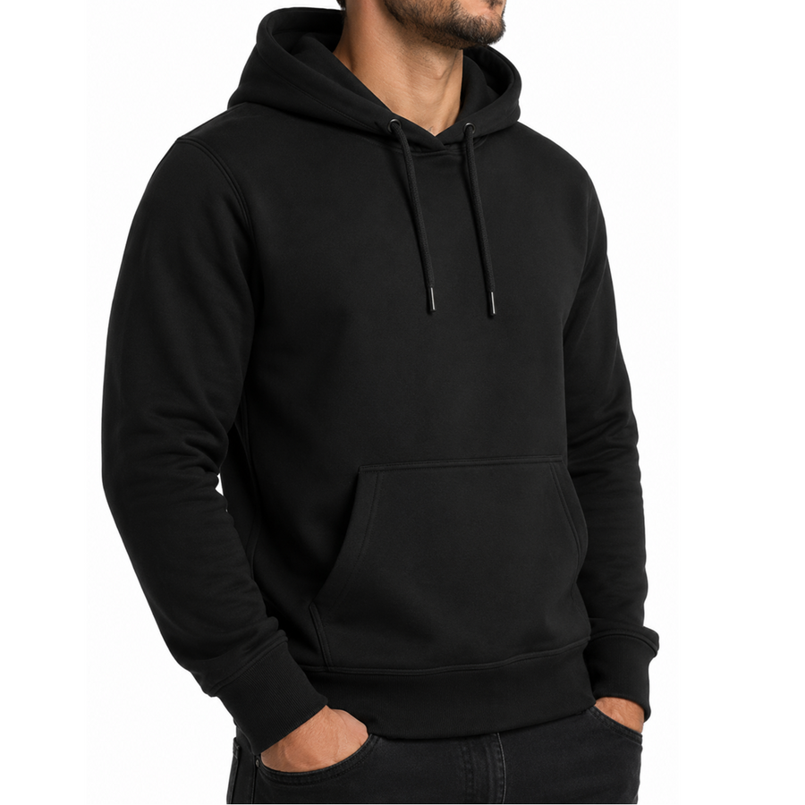 Men's Heavyweight Fleece-Lined Soft Pullover Hoodie — black