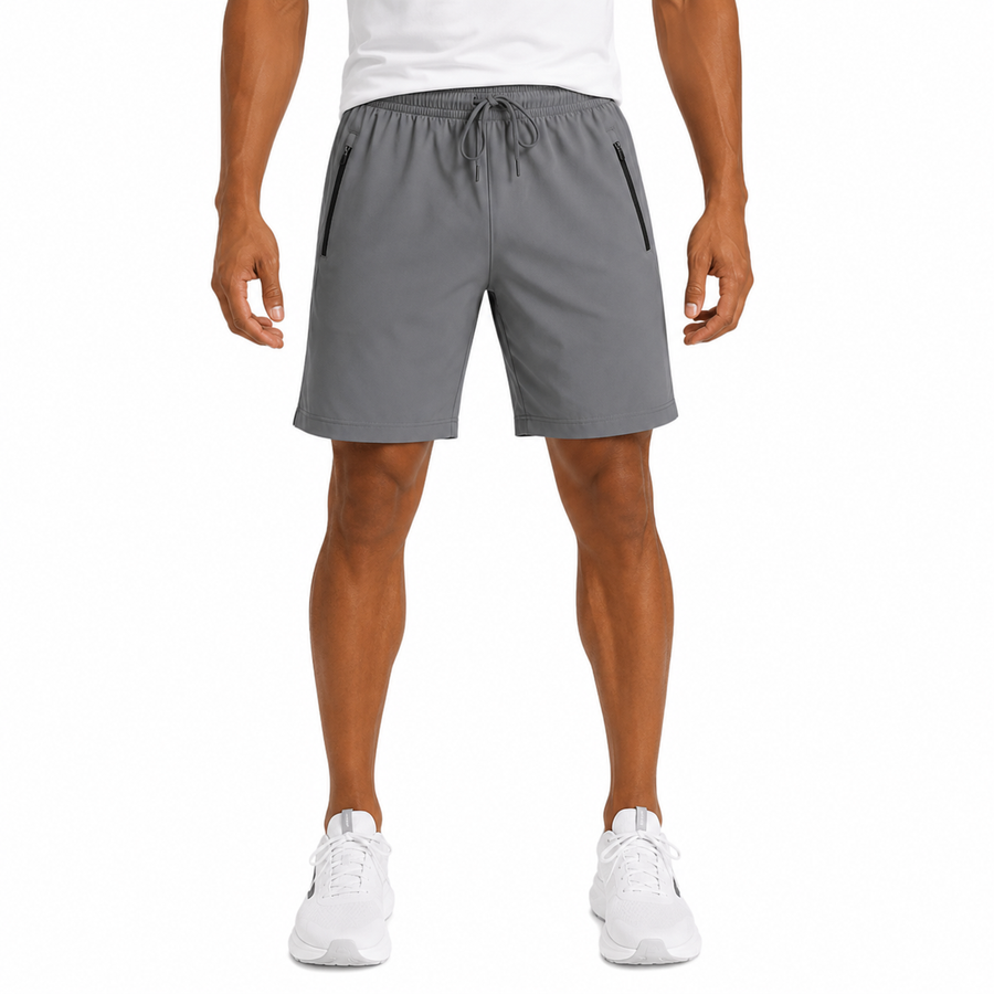 Men's Performance Workout Shorts With Zippered Pockets — Charcoal