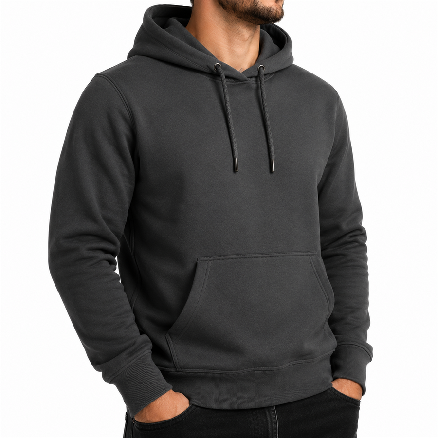 Men's Heavyweight Fleece-Lined Soft Pullover Hoodie — Charcoal
