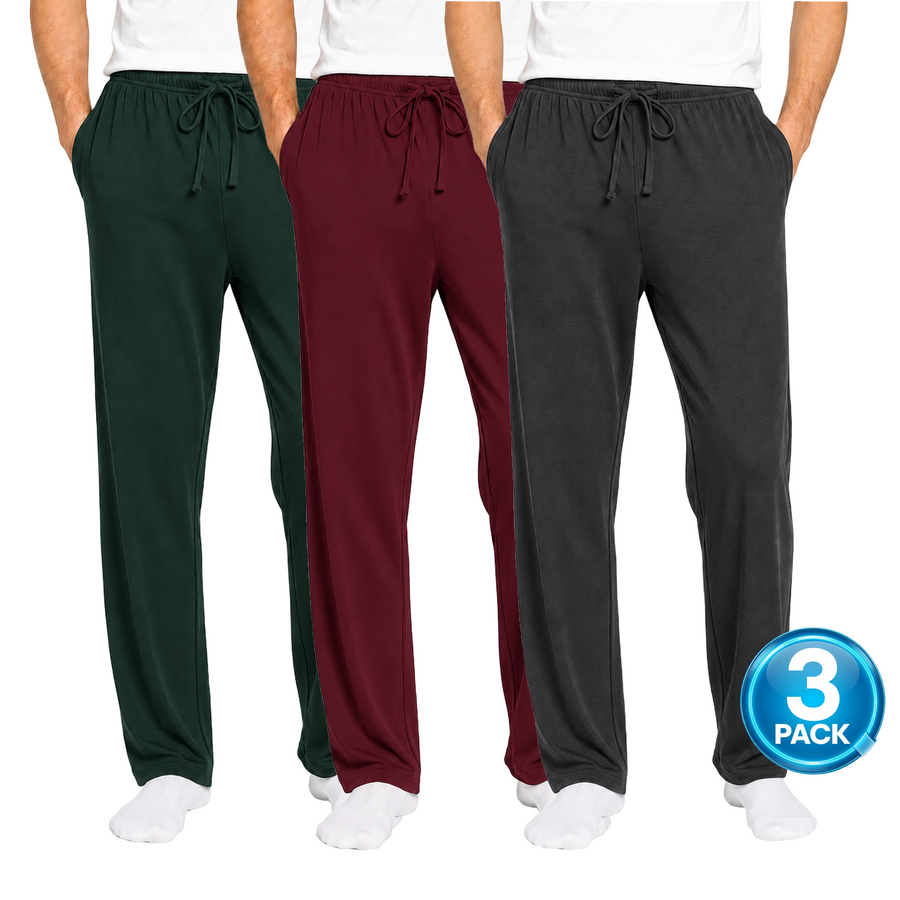 Men's 3-Pack Lounge Pants — Dark Green / Burgundy / Charcoal