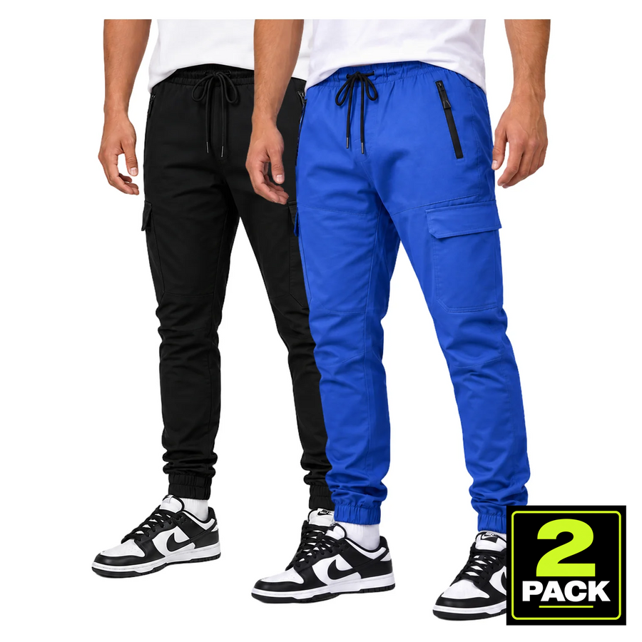 Men's 2-Pack Cotton Flex-Stretch Cargo Jogger — Royal Blue / Black