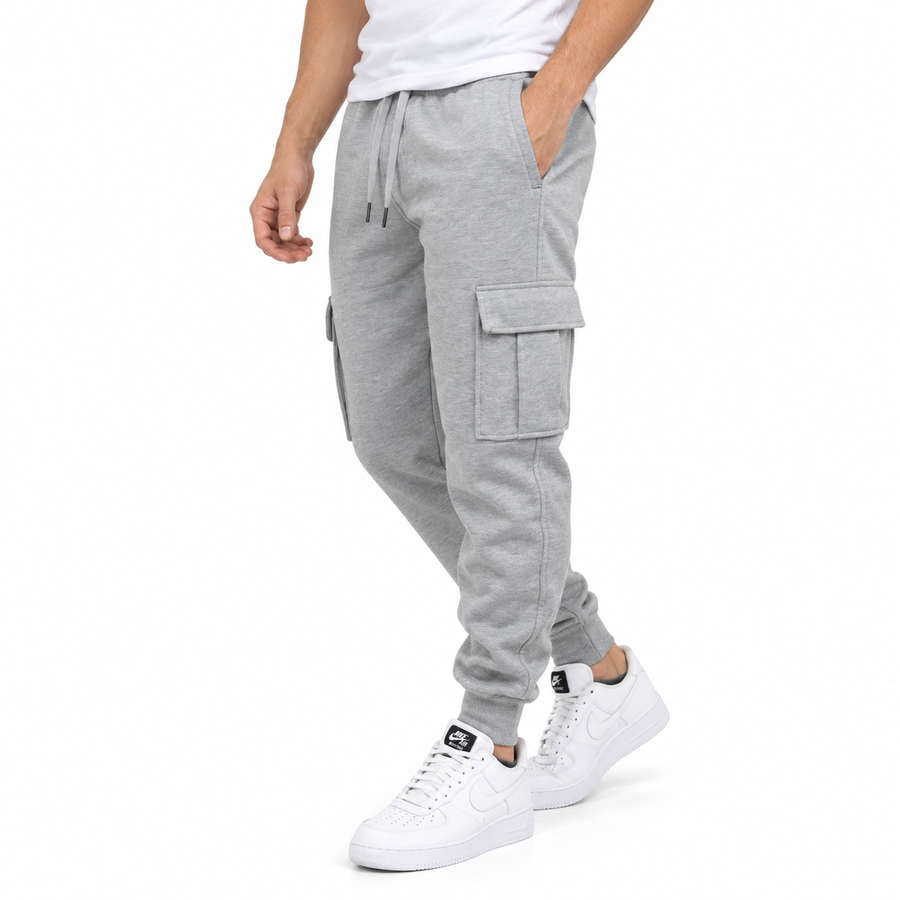Men's Fleece Lined Cargo Jogger Sweatpants — Heather Grey