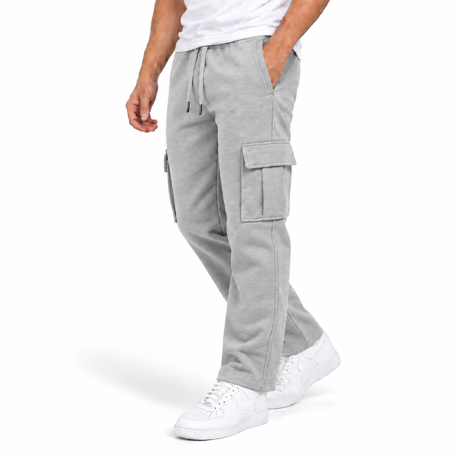 Men's Fleece Lined Cargo Open Bottom Sweatpants — Heather Grey