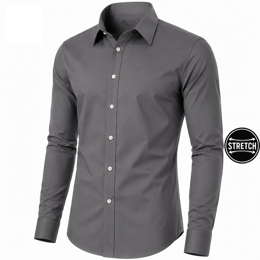 Men's Long Sleeve Flex Stretch Dress Shirt — Grey