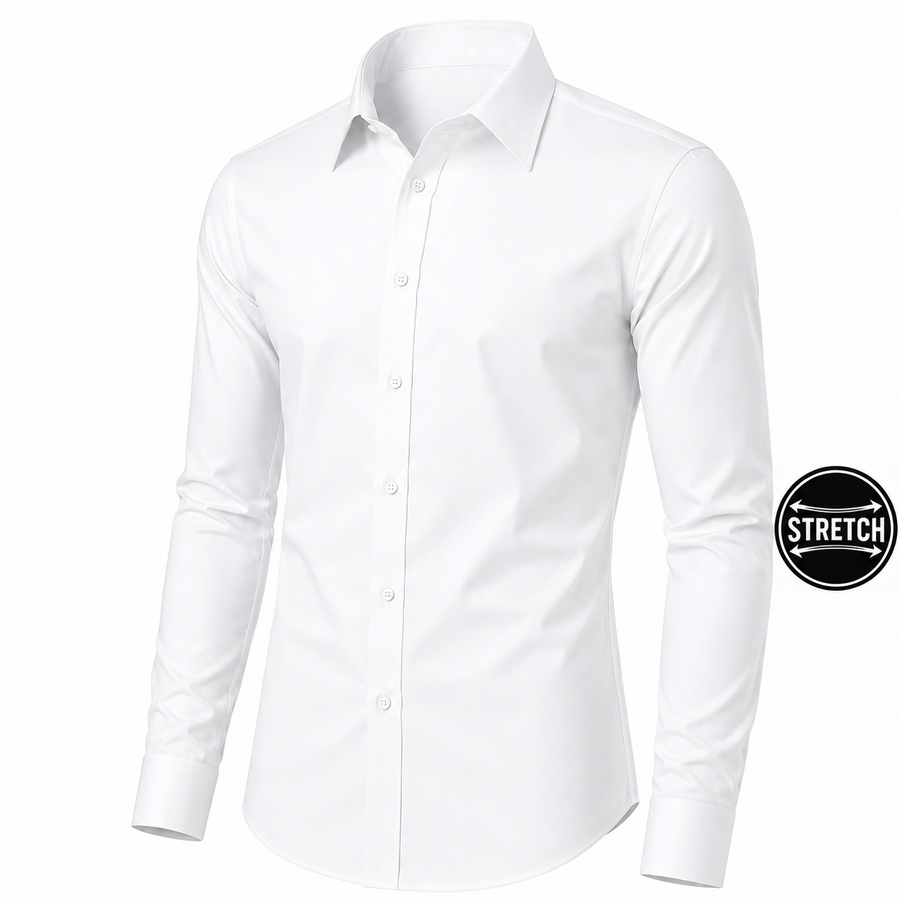 Men's Long Sleeve Flex Stretch Dress Shirt — White