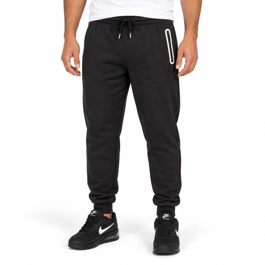 Men's Fleece-Lined Jogger With Heat Seal Zipper Side Pockets — Black