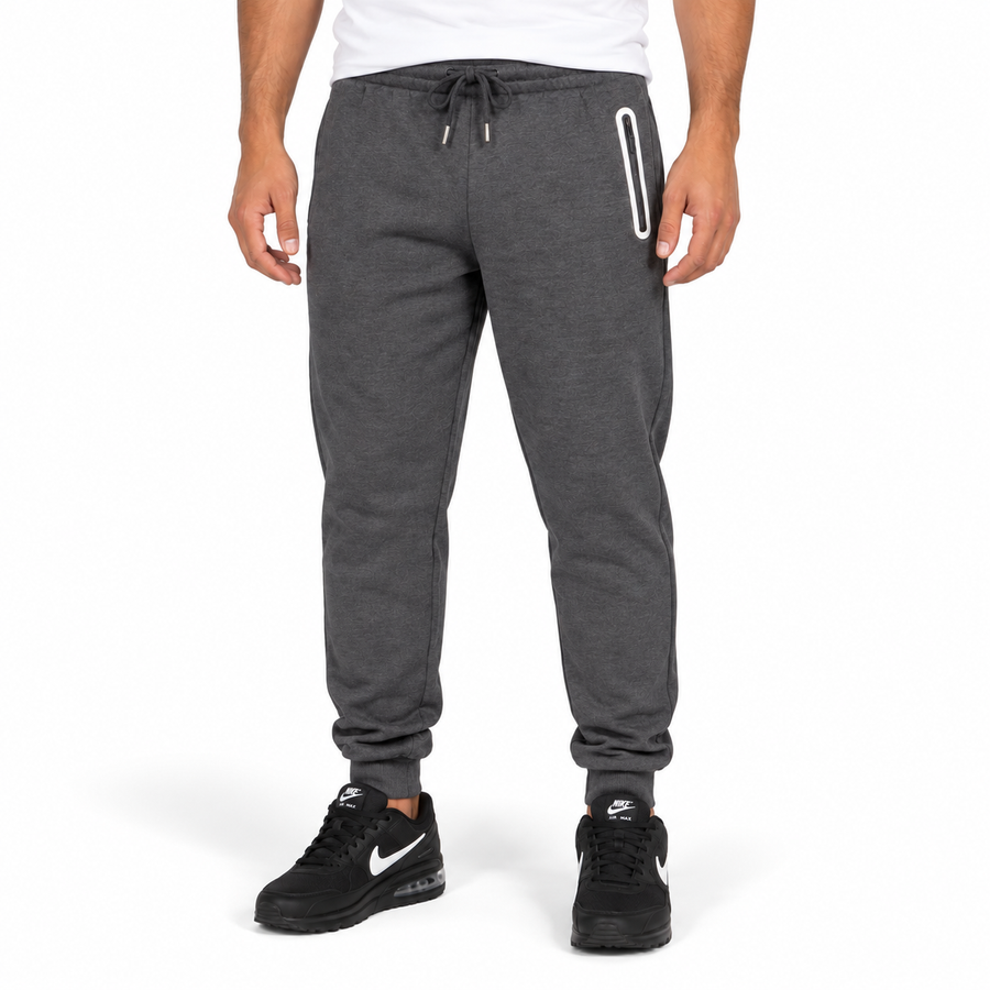 Men's Fleece-Lined Jogger With Heat Seal Zipper Side Pockets — Charcoal