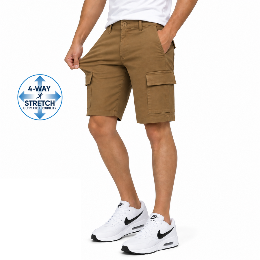 Men's Super Stretch Cargo Shorts with Zipper Pockets — Timber