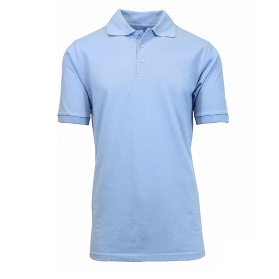 Light Blue Adult Size Unisex Short Sleeve Pique Polo Shirt