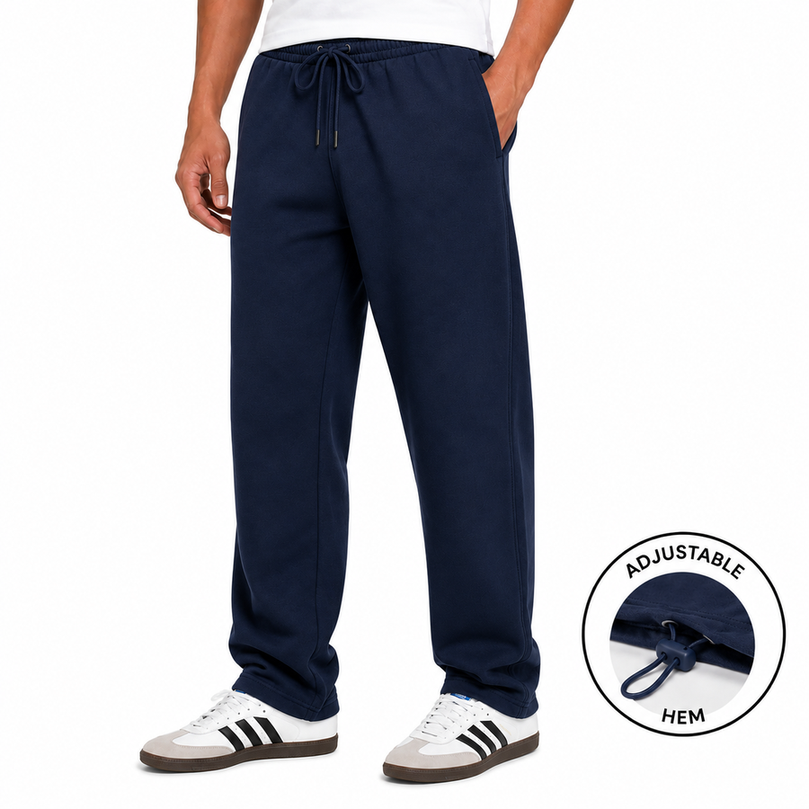 Men's Classic Fleece Sweatpants with Adjustable Drawcord Bottom — Navy