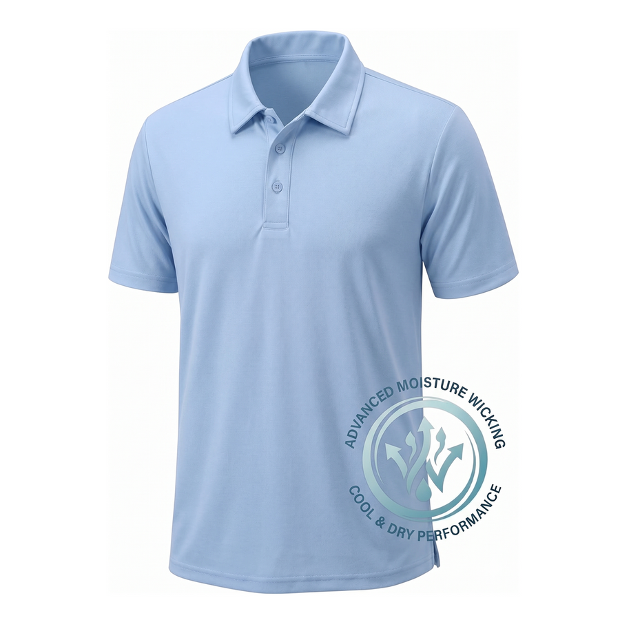 Men's Short Sleeve Performance Polo Shirt — Light Blue