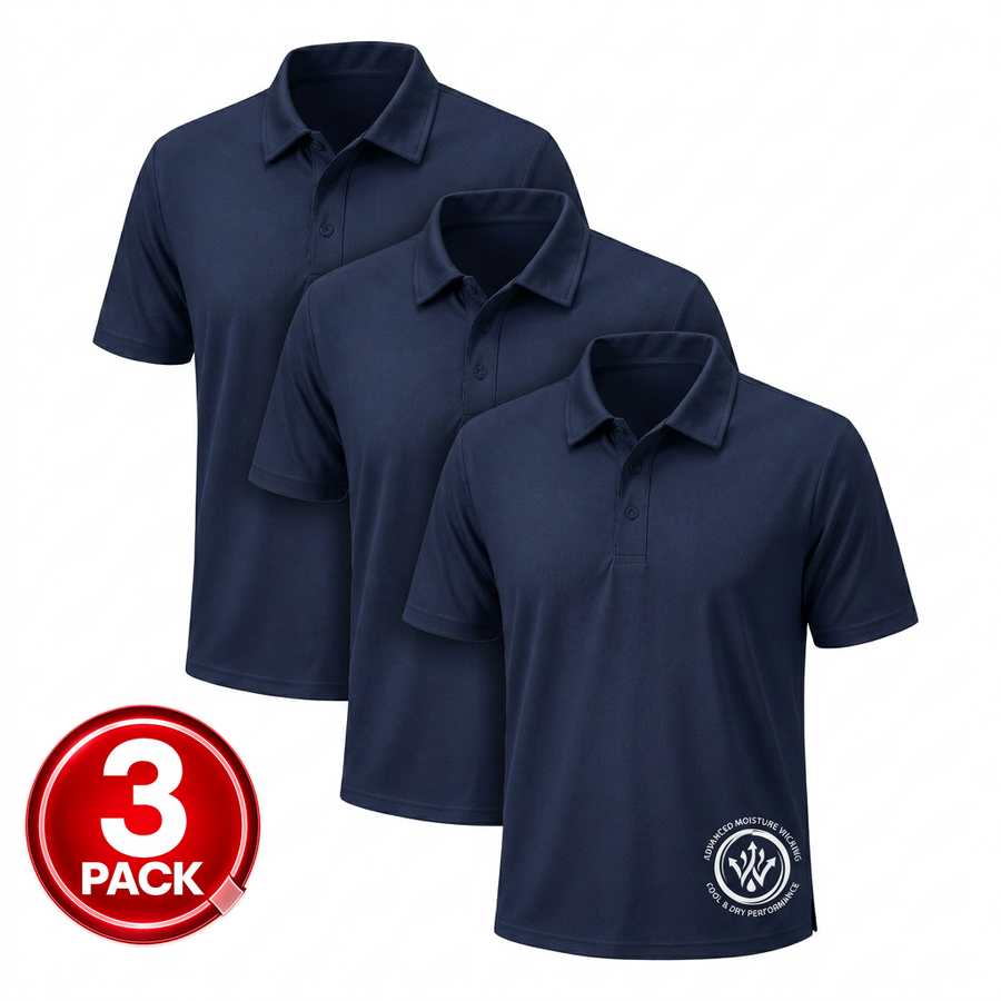 Men's 3-Pack Short Sleeve Performance Polo Shirt — Navy