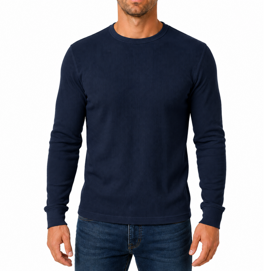 Men's Waffle-Knit Long Sleeve Thermal Shirt — Navy