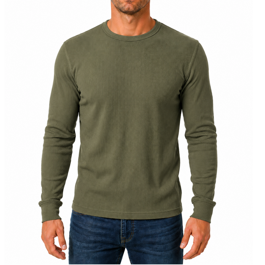 Men's Waffle-Knit Long Sleeve Thermal Shirt — Olive