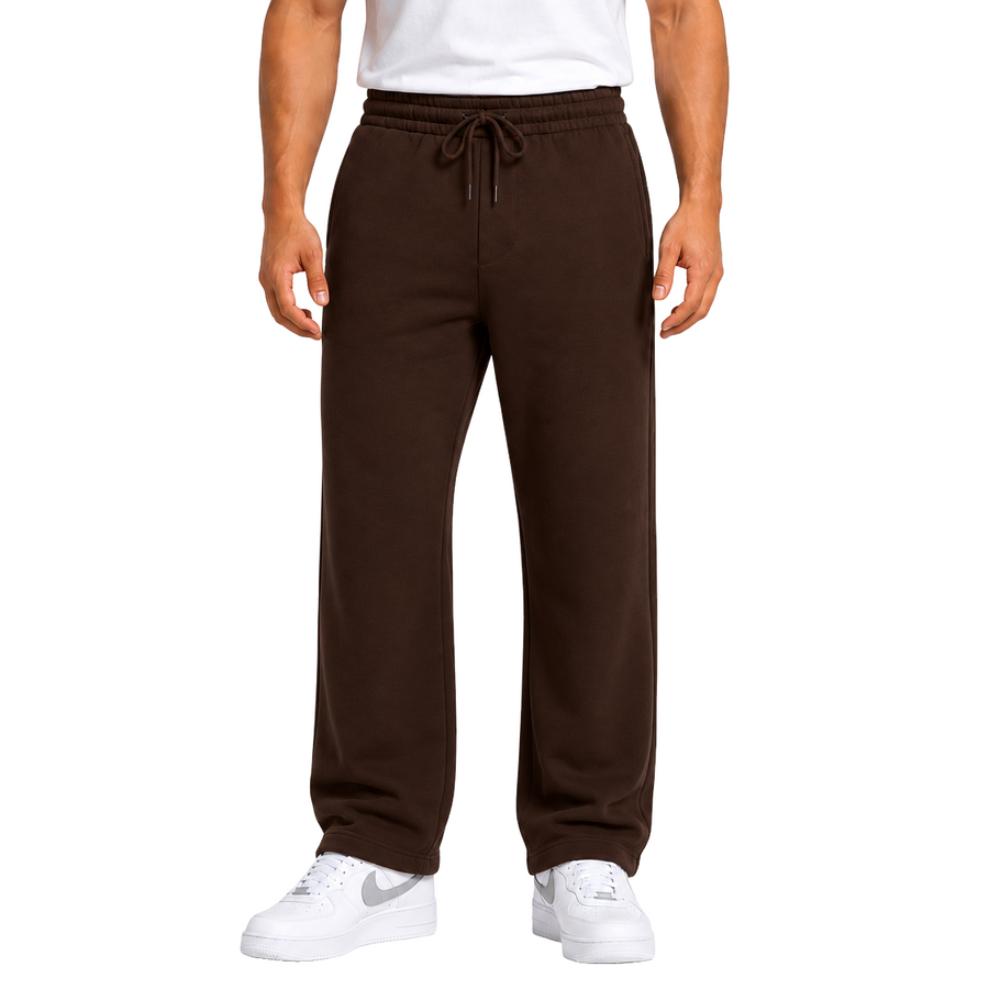 Men's Classic Heavyweight Fleece Open Bottom Sweatpants — Brown