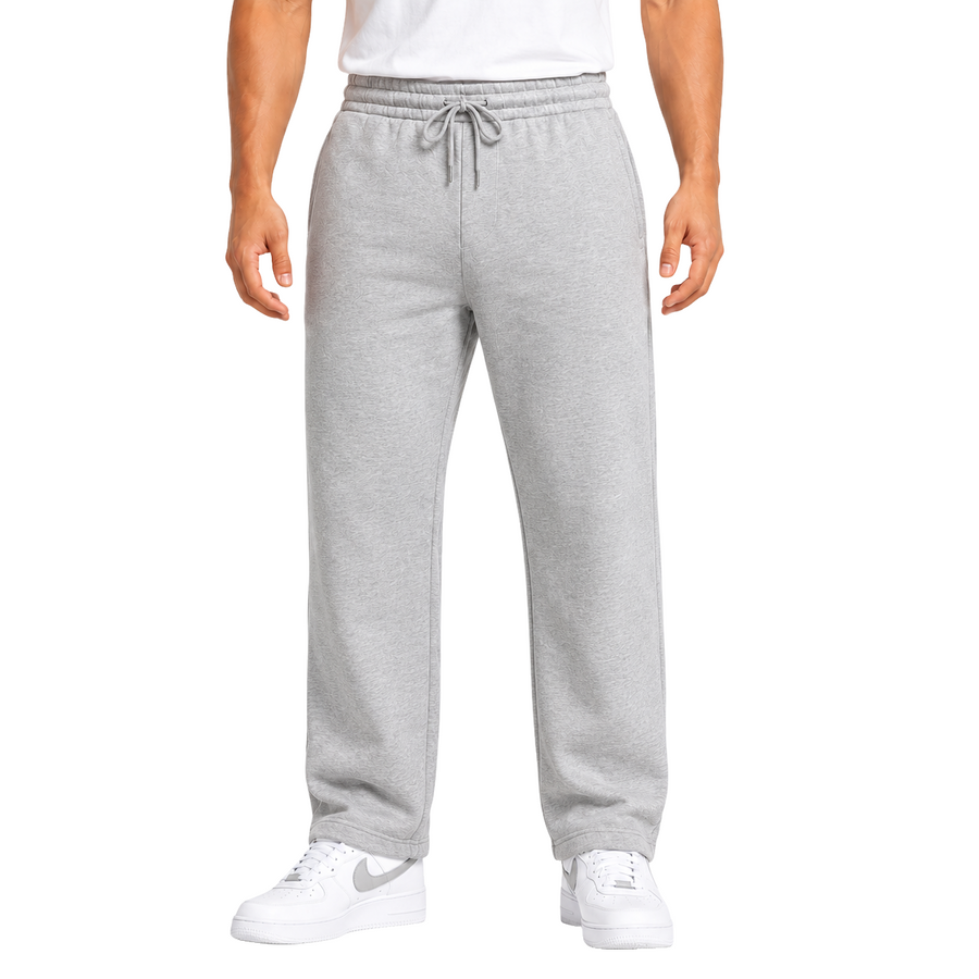 Men's Classic Heavyweight Fleece Open Bottom Sweatpants — Heather Grey