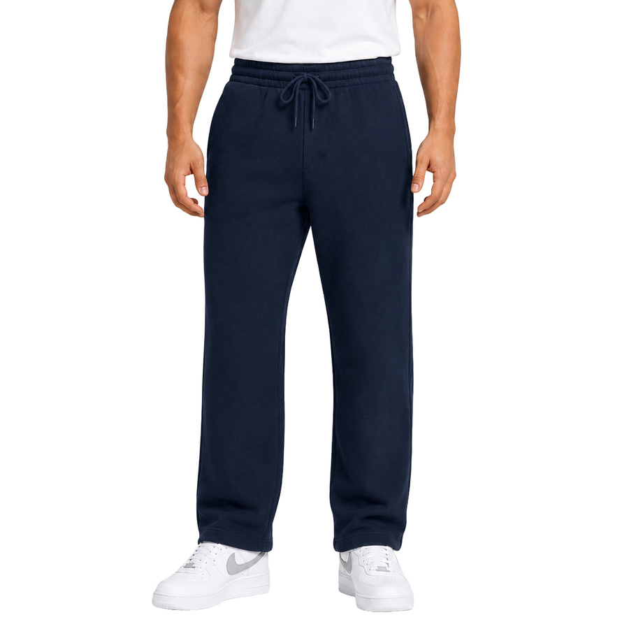 Men's Classic Heavyweight Fleece Open Bottom Sweatpants — Navy