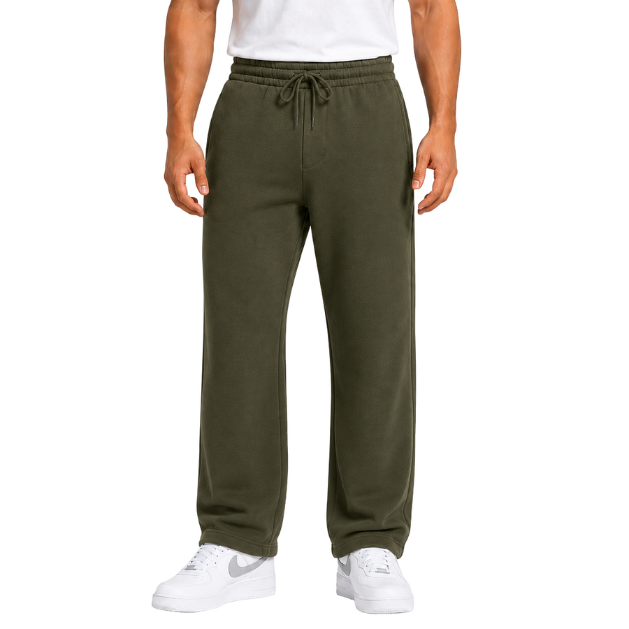 Men's Classic Heavyweight Fleece Open Bottom Sweatpants — Olive