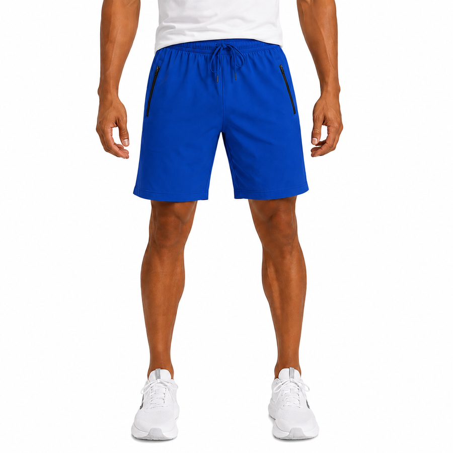Men's Performance Workout Shorts With Zippered Pockets — Royal Blue