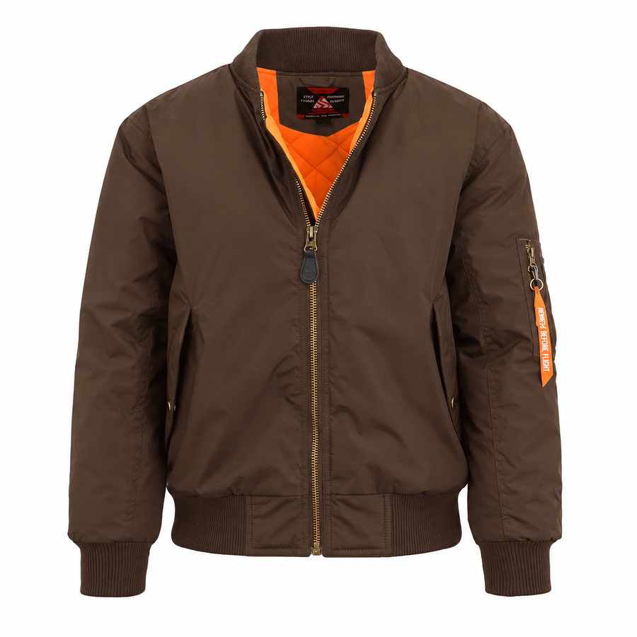 Men's Heavyweight MA-1 Flight Bomber Jacket — Brown
