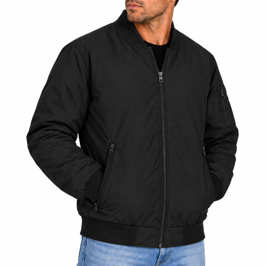 Men's Premium Lightweight Windbreaker Jacket — Black