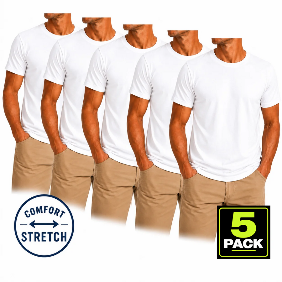 Men's 5-Pack Comfort Stretch Crewneck T-Shirts — White