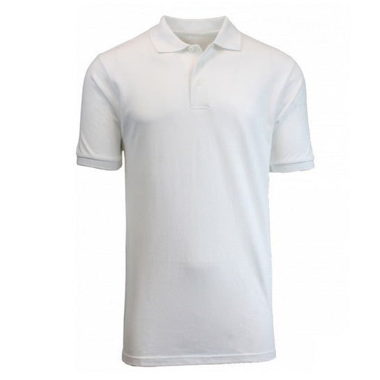 White Adult Size Unisex Short Sleeve Pique Polo Shirt